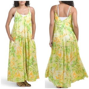 ✨️💚 Haute Hippie Style Lemon Printed Tent Cover Up Maxi Dress ✨️💚